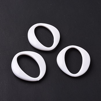 Opaque Acrylic Linking Rings, Irregular Oval, White, 40x35x6.5mm, Inner Diameter: 33.5x18mm, about 178pcs/500g