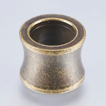 304 Stainless Steel Beads, Large Hole Beads,  Drum, Antique Bronze, 11x10x8mm, Hole: 6.5mm