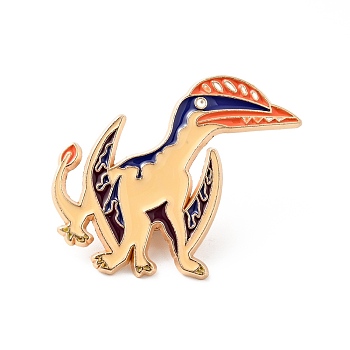 Dinosaur Enamel Pin, Light Gold Plated Alloy Badge for Backpack Clothes, BurlyWood, 32x38x1.5mm
