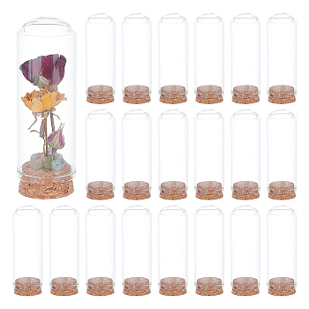 20Pcs Empty Glass Test Tubes, with Cork Stopper, Bead Container, Wishing Bottle, Tube, Clear, 88x30mm