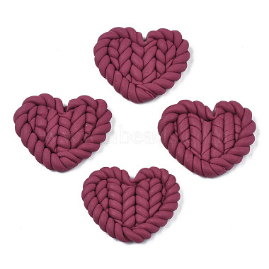 Pale Violet Red Heart Polymer Clay Cabochons