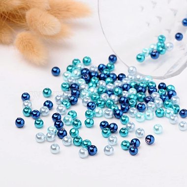 6mm gemischte blaue Farbe pearlized Glasperle für die Schmuckherstellung(HY-PH0006-6mm-03)-3