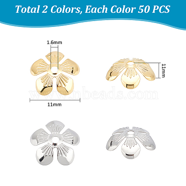 100 Pcs 2 Colors 304 Stainless Steel Bead Caps(STAS-UN0054-96)-3