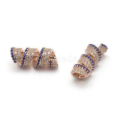 Twist Brass+Cubic Zirconia Tube Beads