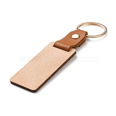 Wooden & Imitation Leather Pendant Keychain(PW23041895871)-2