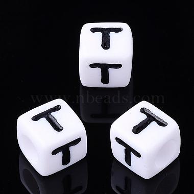 7mm White Cube Acrylic Beads