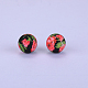 Printed Round with Flower Pattern Silicone Focal Beads(SI-JX0056A-164)-1