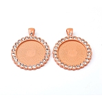 Alloy Pendant Cabochon Settings, Plain Edge Bezel Cups, with Crystal Rhinestone, Flat Round, Light Salmon, Tray: 25mm, 43x34x3mm, Hole: 4.5x6.5mm(PALLOY-WH0066-33D)