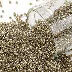 TOHO 15/0 Round Beads, Japanese Seed Beads, (998) Gilt Lined AB Light Jonquil, 15/0, 1.5mm, Hole: 0.7mm, about 3000pcs/10g(X-SEED-TR15-0998)