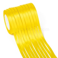 Single Face Satin Ribbon, Polyester Ribbon, Yellow, 3/8 inch(10mm), about 25yards/roll(22.86m/roll), 10rolls/group, 250yards/group(228.6m/group)(RC10mmY015)