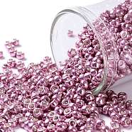 TOHO Round Seed Beads, Japanese Seed Beads, (553) Galvanized Pink, 8/0, 3mm, Hole: 1mm, about 222pcs/bottle, 10g/bottle(SEED-JPTR08-0553)