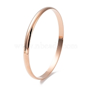 Ion Plating(IP) Fashion Polished 304 Stainless Steel Plain Bangles, Rose Gold, 2-1/2 inch(6.5cm)(BJEW-L664-024C-RG-01)