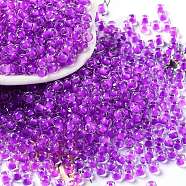 Glass Bead, Inside Colours, Round Hole, Round, Dark Orchid, 4x3mm, Hole: 1.4mm, 7650pcs/pound(SEED-H002-J-A712)
