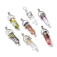 Handmade Lampwork Pendants, with Alloy Findings, Bullet Charm, Mixed Color, 41x14x10mm, Hole: 5.5x4.5mm(LAMP-K036-002)