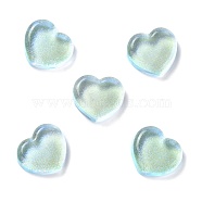 Transparent Resin Cabochons, with Glitter, Heart, Pale Turquoise, 18x19.5x6.5mm(X-CRES-P019-04D)