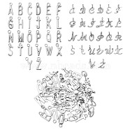 156Pcs Alloy Charms, Initial Letter A~Z, Silver, 10.8x7.8x1.5mm, Hole: 1.5mm(JX140A)