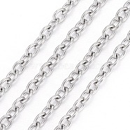 304 Stainless Steel Cable Chains, Soldered, Oval, Stainless Steel Color, 2.5x2x0.5mm(CHS-F006-02C-P)