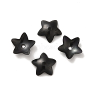 304 Stainless Steel Flower Bead Cap, Flower, 5-Petal, Electrophoresis Black, 7x7.5x2mm, Hole: 0.8mm(STAS-G127-05EB)