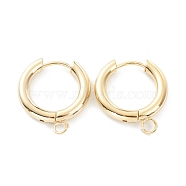 201 Stainless Steel Huggie Hoop Earring Findings, with Horizontal Loop and 316 Surgical Stainless Steel Pin, Real 24K Gold Plated, 20x18x3mm, Hole: 2.5mm, Pin: 1mm(STAS-P283-01E-G)