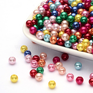 Imitation Pearl Acrylic Beads, Dyed, Round, Mixed Color, 6x5.5mm, Hole: 1.5~2mm, about 4500pcs/pound(PL609)
