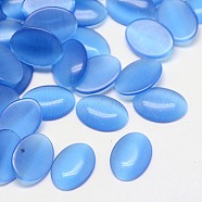 Cat Eye Cabochons, Oval, Deep Sky Blue, 18x13x2.5~3.5mm(CE-J005-13x18mm-09)