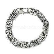 304 Stainless Steel Snake Skin Oval Link Chain Bracelets for Women Men, Antique Silver, 8-5/8 inch(22cm)(BJEW-C063-10AS)