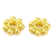 Rack Plating Brass Spacer Beads, Long-Lasting Plated, Flower, Real 18K Gold Plated, 6x6x1.5mm, Hole: 1.5mm(KK-S401-02G)