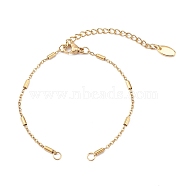Handmade Vacuum Plating 304 Stainless Steel Bracelet Making, with Oval Charms Extender and Lobster Claw Clasps, Tube, Golden, 6-1/4 inch(16cm), Hole: 3mm(AJEW-JB00920-01)