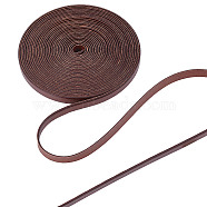 Flat Leather Jewelry Cord, Jewelry DIY Making Material, Coconut Brown, 8x1.4mm, about 5.25~5.47 Yards(4.8~5m)/Roll(WL-GF0001-06B-02)
