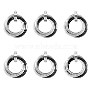 201 Stainless Steel Interlocking Ring Pendants, with Crystal Rhinestone, Electrophoresis Black & Stainless Steel Color, 27mm, 6pcs/box(STAS-SZ0002-61C)