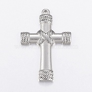 304 Stainless Steel Pendants, Cross, Stainless Steel Color, 42.5x29x4mm, Hole: 2.3~2.5mm(X-STAS-G172-36P)