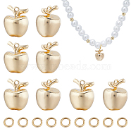 14Pcs Brass Apple Charms, Nickel Free, with 14Pcs Open Jump Rings, Real 18K Gold Plated, 10x8x7.5mm, Hole: 0.8mm(DIY-CN0002-81)
