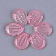 Transparent Spray Painted Glass Pendants, Petal, Flamingo, 15.5x12x3mm, Hole: 1mm(GLAA-S183-27E)