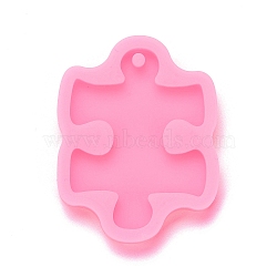 Puzzle Piece Pendant Silicone Molds, Resin Casting Molds, for UV Resin & Epoxy Resin Jewelry Making, Hot Pink, 73x53x9mm, Hole: 4mm, Inner Diameter: 62x46mm(X-DIY-M034-20)