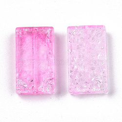 Transparent Crackle Acrylic Beads, Rectangle, Pearl Pink, 25x14x5mm, Hole: 1.2mm(X-CACR-N003-41B)