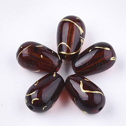 Drawbench Glass Beads, teardrop, Sienna, 9x6mm, Hole: 1mm(GLAD-T001-01A-03)