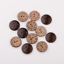 2-Hole Coconut Buttons, Flat Round, Coconut Brown, 20x3mm, Hole: 2mm(BUTT-D051-07)