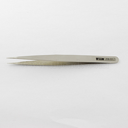 201 Stainless Steel Beading Tweezers, Stainless Steel Color, 135x9x5mm(TOOL-R017-02)