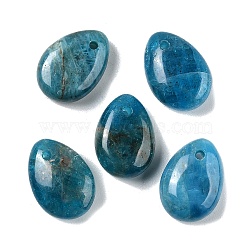 Natural Apatite Teardrop Charms, for Pendant Necklace Making, 14x10x6mm, Hole: 1mm(G-M410-01-12)