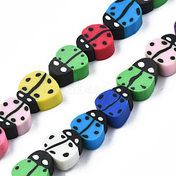 Handmade Polymer Clay Bead Strands, Ladybug, Colorful, 8~12x7.5~10x4~5mm, Hole: 1.5~2mm, about 38~40pcs/strand, 14.17 inch~15.35 inch(36~39cm)(CLAY-N011-43B-01)