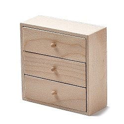 Miniature Wood Cabinet Display Decorations, with Drawer, for Dollhouse, Rectangle, BurlyWood, 29x75x75mm(MIMO-PW0001-067B)