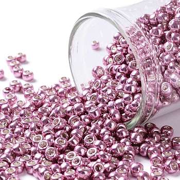 TOHO Round Seed Beads, Japanese Seed Beads, (553) Galvanized Pink, 8/0, 3mm, Hole: 1mm, about 222pcs/bottle, 10g/bottle