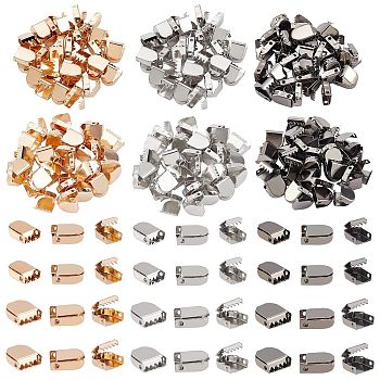 CHGCRAFT 180Pcs 6 Style Zinc Alloy Ribbon Crimp Ends, Crimp End Findings, Mixed Color, 9.5~10x7~9mm, Hole: 1.4mm, 30pcs/style