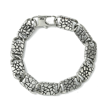 304 Stainless Steel Snake Skin Oval Link Chain Bracelets for Women Men, Antique Silver, 8-5/8 inch(22cm)