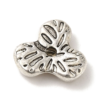 Tibetan Style Alloy Beads, Cadmium Free & Lead Free, Leaf, Antique Silver, 11.5x13x3.2mm, Hole: 1.8mm