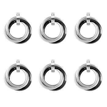 201 Stainless Steel Interlocking Ring Pendants, with Crystal Rhinestone, Electrophoresis Black & Stainless Steel Color, 27mm, 6pcs/box