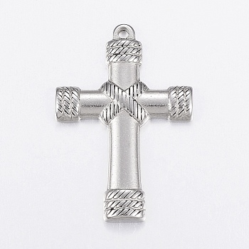 304 Stainless Steel Pendants, Cross, Stainless Steel Color, 42.5x29x4mm, Hole: 2.3~2.5mm