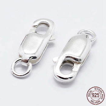 925 Sterling Silver Lobster Claw Clasps, with 925 Stamp, Silver, 14mm, Hole: 2mm