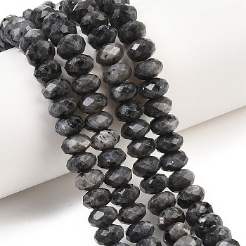 Natural Larvikite Beads Strands, Rondelle, Faceted, 8~8.5x5~6mm, Hole: 1mm, about 68~76pcs/strand, 14.96~15.35''(38~39cm)