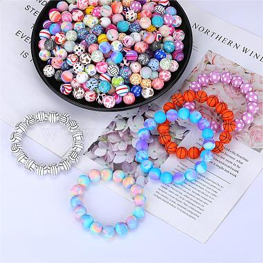 Printed Round with Flower Pattern Silicone Focal Beads(SI-JX0056A-172)-3